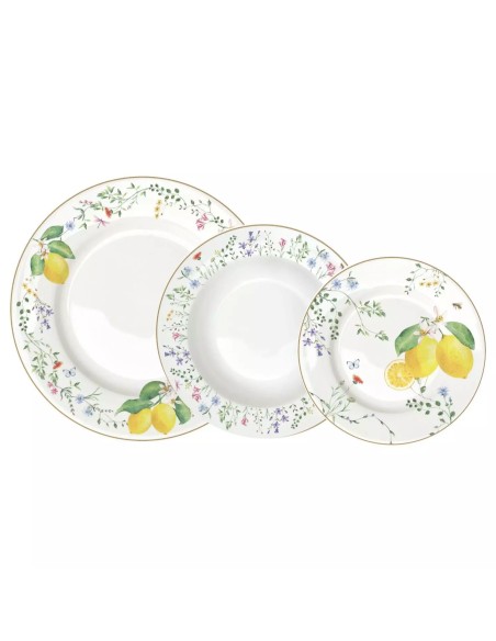 Piatti Fleurs et citrons set 18 pezzi