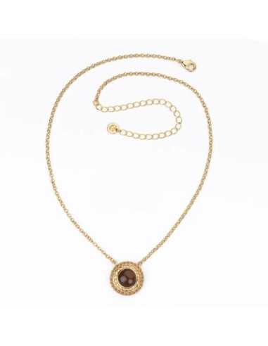 Collana con bottone in cat eye marrone Barbieri
